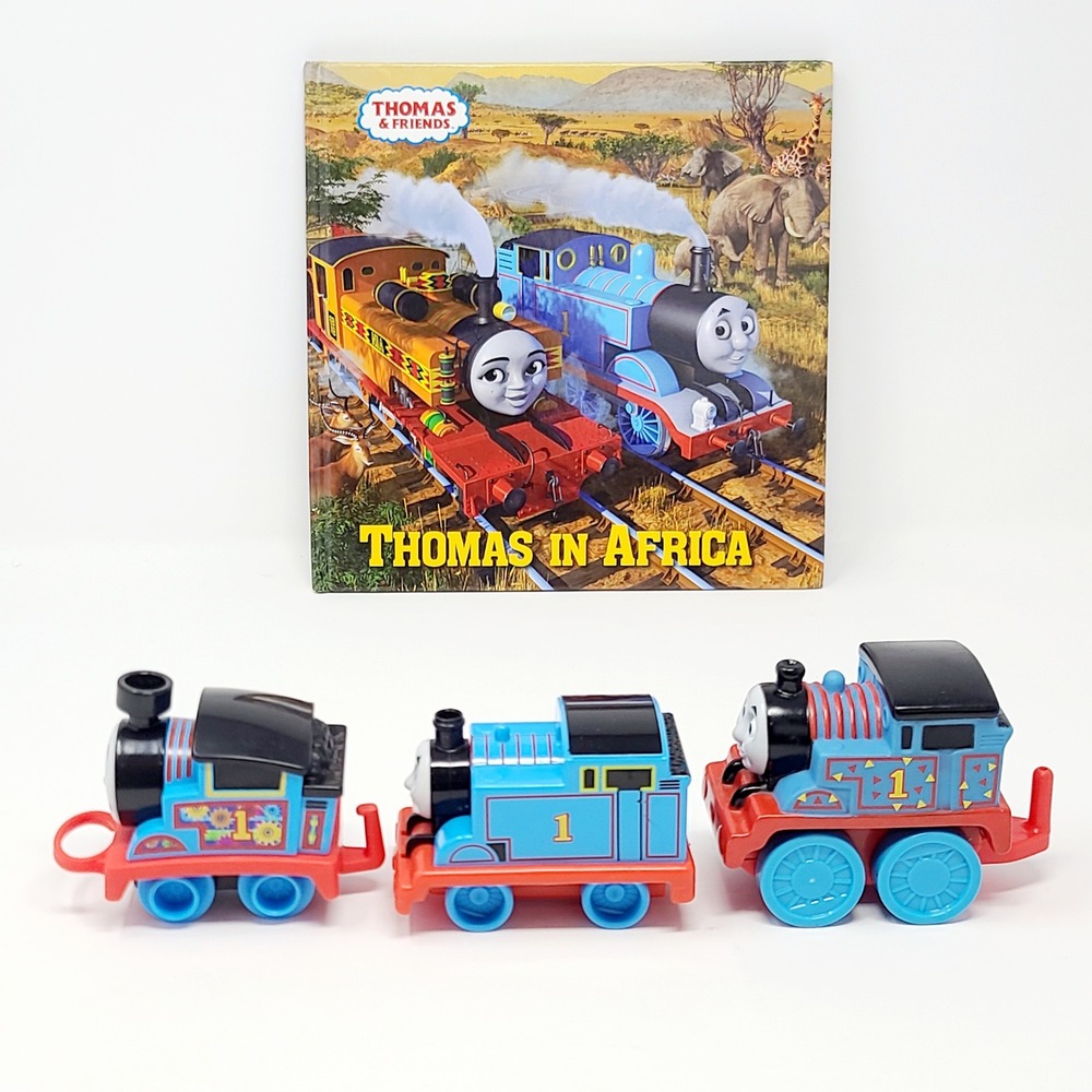 Mattel Thomas & Friends Toy Trains & Book Lot Thomas in Africa Book Fisher Price